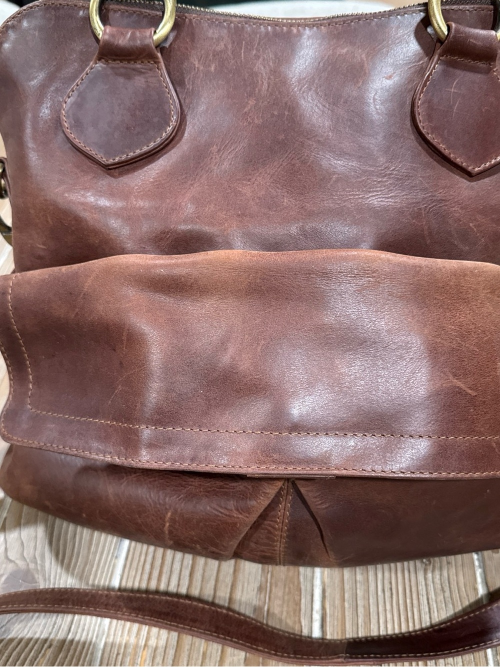 The Leather Store UK Hampton Distressed Brown Leather Tote Crossbody Bag Boho - Picture 3 of 16